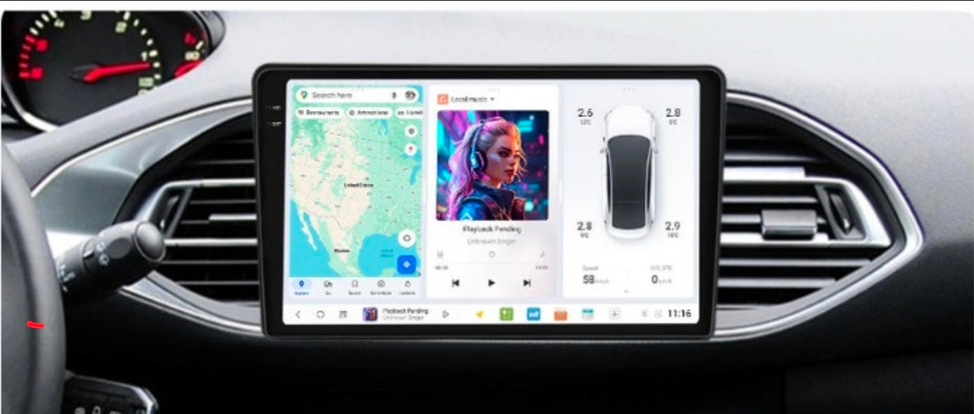 Autoradio Android 9 pollici custom fit Peugeot 308 2013-2017